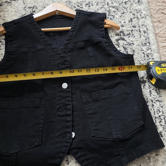 Denim Vest Faded Black Western Chic Rodeo Womens M - Picture 8 of 9